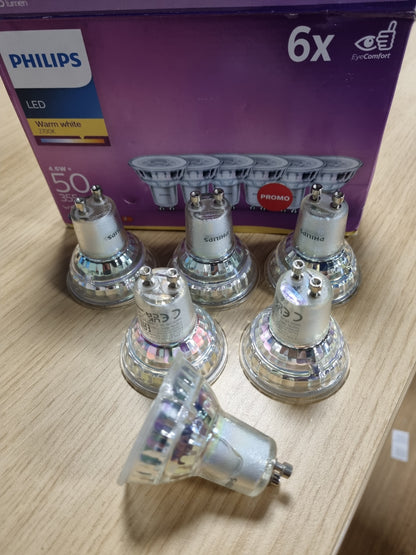 167972 - PHILIPS Llampa LED Classic GU10, 50W, Ngjyra e Bardhë e Ngrohtë, Pa Errësim, Pako me 6