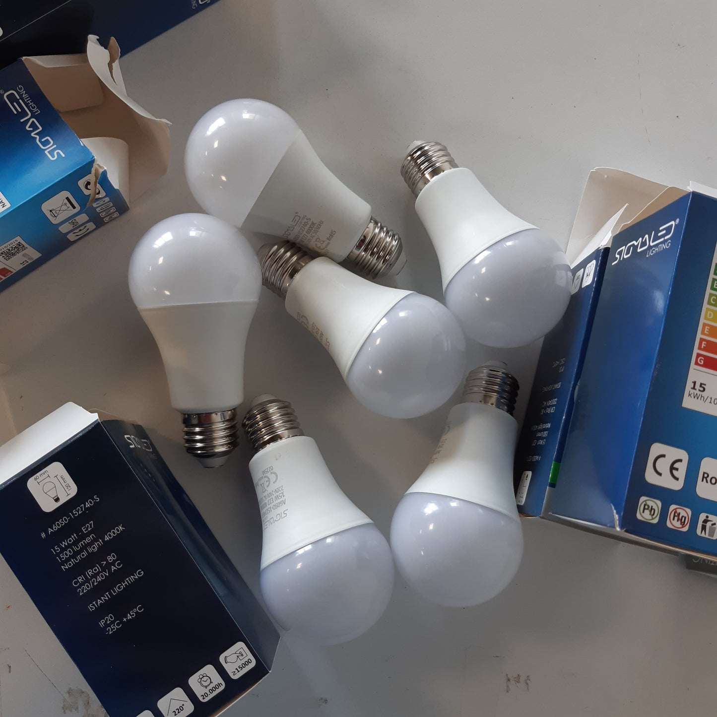 223113 - SIGMALED - Ndriçim LED E27 15W (ekuivalente me 120W), 1500 lumen, e bardhë neutrale 4000K, llampa A60 me bazë vidë E27 Edison, pako me 6 llamba