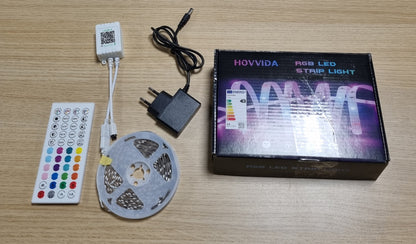 134027 - HOVVIDA - Shirit LED 10M, 30 LED/Metër, 24V, 300 LED, me APLIKACION dhe Telekomandë, Mundësi Modaliteti Muzikor, Përshtatshëm për Dhomë, Dhomë Ndenjeje, Kuzhinë, Dhomë Gjumi, Bar, Festë