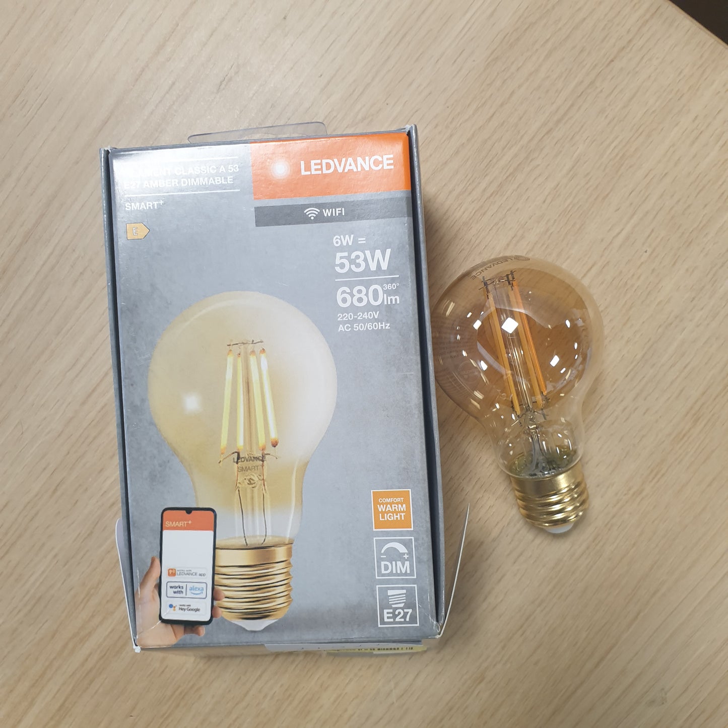 247617 - LEDVANCE Llambë LED Smart me Teknologji WiFi, Bazë E27, E Bardhë e Ngrohtë (2400K), zëvendëson 53W