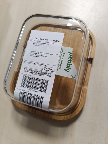 227566 - Kuti djathi me guralecë dhe kupolë qelqi, 27 x 21.5 x 9.5 cm, për 3 deri në 4 djathëra, materiale natyrale, pa BPA