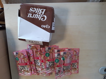 214275 - INABA Churu Bites me 40% mish pule dhe 32% ton, pa drithëra, pa sheqer, pa nënprodukte, ushqime për mace, perfekte për të fshehur tabletat, 30g