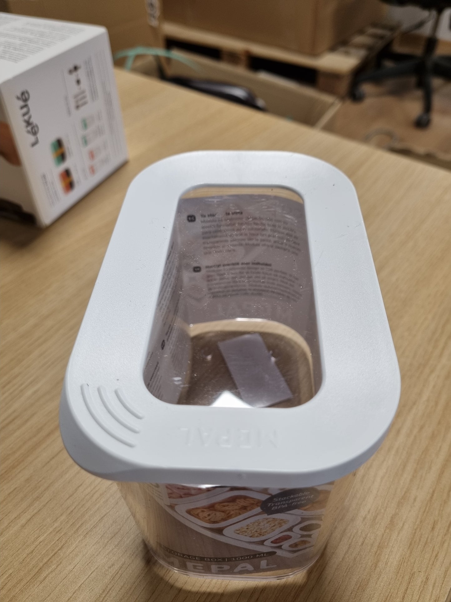 224976 - ENË RUajtJE TRANSPARENTE MEPAL ME KAPAKË, ENË USHQIMI DREJTKËNDËSHE, ORGANIZUES KUZHINE, KUTI PLASTIKE RUajtJE, HERMETIKE, 1000 ML, E BARDHË