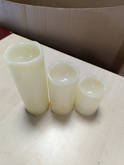 215843 - Set me 3 qirinj LED prej dylli të vërtetë "Për përdorim të jashtëm" me dritë të bardhë të ngrohtë, duke përfshirë kohëmatës 5-orësh, 3 madhësi