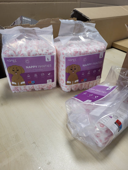 256697 - AQPET Pelena Higjienike për Qen Femra, Madhësi e Madhe 520x320 mm, Pako me 30 copë, Mbyllje Ngjitëse të Rregullueshme