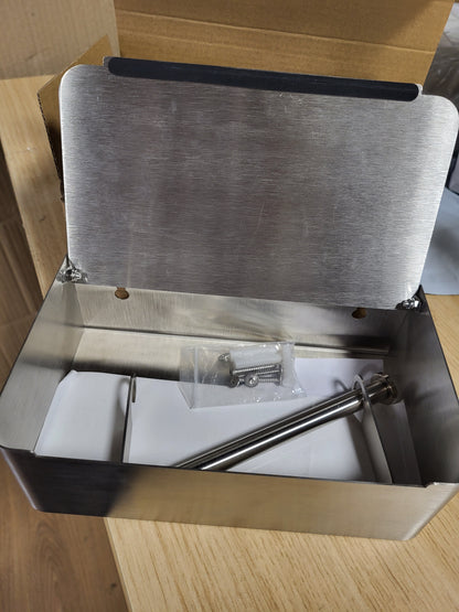 256963 - GYPY Mbajtëse Letre Higjienike, Shpërndarës Pecetash të Lagura, Çelik Inox 304, Vetëngjitëse, Argjend