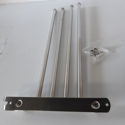 264206 - JSVER Mbajtëse peshqirësh për banjo, çelik inox, rrotullohet 180°, 4 shufra, argjend (40CM)