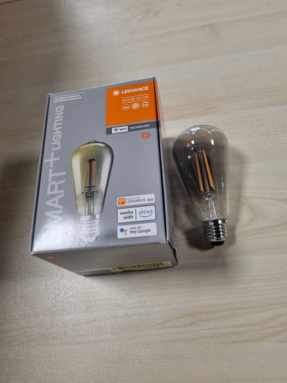 242142 - LEDVANCE Llampa LED E27, Llampë drite Edison me filament, SMART Home WiFi, 6W (540 lumen), e bardhë e ngrohtë (2500K), e pajtueshme me Alexa, Google Assistant, 1 llambë
