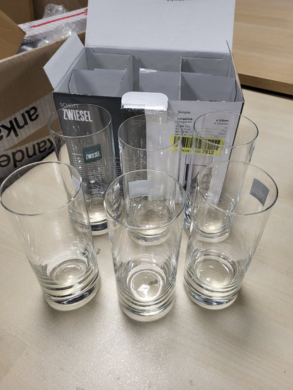 251632 - SCHOTT ZWIESEL Gotë e thjeshtë për pije të gjata, Set me 6 gota, Qelqi kristali Tritan, I përshtatshëm për lavastovilje, 123665