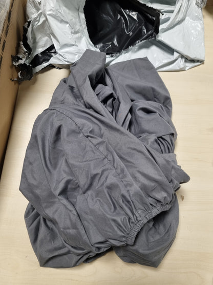222812 - AMAZON BASICS Çarçaf i montuar, 160 x 200 cm, xhersi 100% pambuk për dyshekë deri në 30 cm të trashë, gri e errët