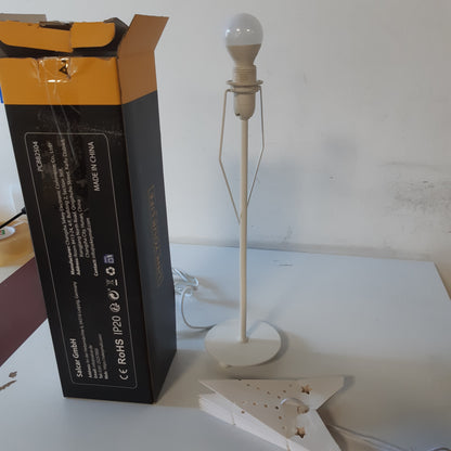 167820 - SALCAR Yll Krishtlindjesh LED, Yll Dritare i Ndriçuar 35 cm, Yll Letre me Llambë E14, Yll i Ndriçuar 3D, Yll i Adventit në Këmbë me Bazë Hekuri, i Bardhë