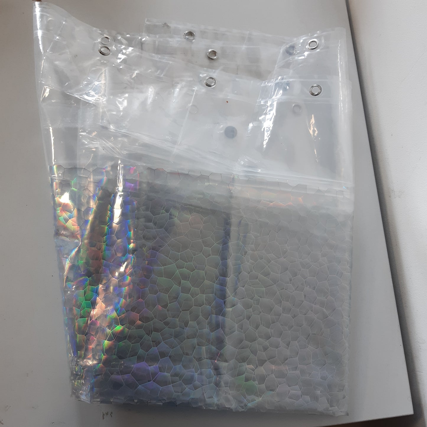 167900 - PERDE DUSHI 3D EVA, Transparente me Motiv Kubi Uji, Rezistente ndaj Ndryshkut me Grommet Metalike - për Kabinë Dush