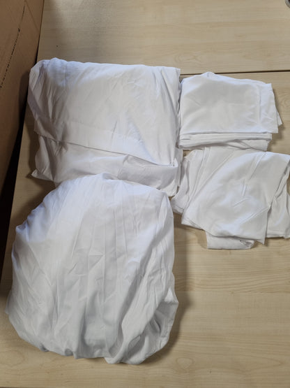 237629 - SET ÇARÇAFËSH UTOPIA BEDDING ME 4 PJESË 160x200 - Poliester me mikrofibër të lëmuar - I çertifikuar Oeko-Tex - Çarçaf i montuar, çarçaf i sheshtë dhe 2 mbulesa jastëku 50x75 (Madhësia Queen, e bardhë)