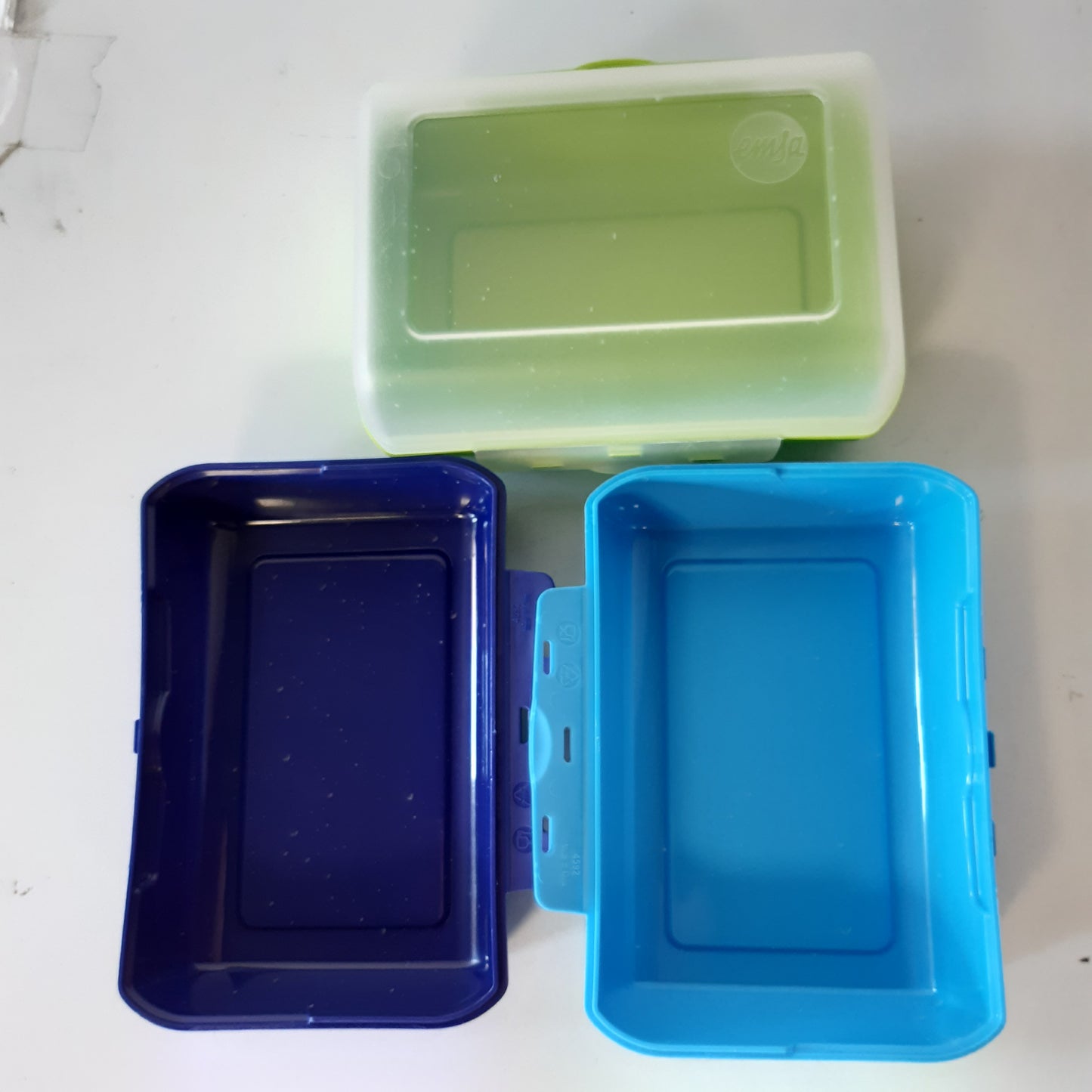 224936 - EMSA 517053 Set enësh për ruajtjen e ushqimit Variabolo me 4 pjesë, 16 x 11 x 7 cm, hapet nga të dyja anët, mund të grumbullohet, Blu/Jeshile