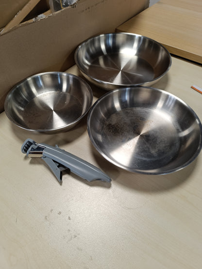 245381 - SITRAM Set me 3 Tiganë 100% Çelik Inoks ARPEGE Ø 20, 24, 28 cm, Dorezë e lëvizshme, I përshtatshëm për të gjitha sobat, përfshirë induksionin