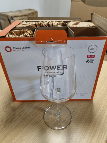 217796 - STÖLZLE Gota Vere Lausitz, Set prej 6 Gotash për Verë Power 400 ml – Gota Vere Moderne prej Kristali për Zhvillim Maksimal të Aromave – Të Sigurta për Larje në Lavastovilje dhe Rezistent ndaj Goditjeve