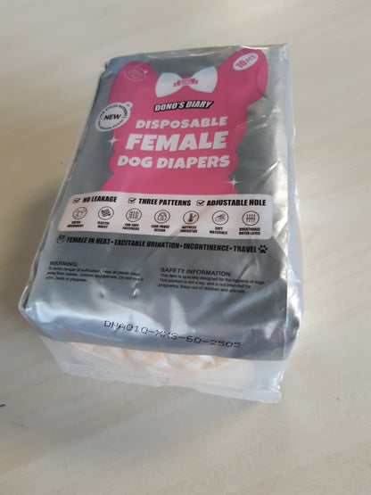 168810 - DONO Pelena të Disponueshme për Qen Femra, me Tregues Lagështie, Super Thithëse, të Papërshkueshme, të Përshtatshme për Femra në Nxehtësi dhe Këlyshë të Vegjël që Urinojnë