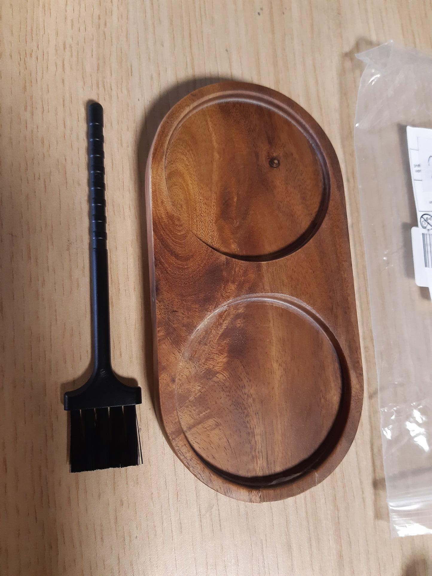216702 - GUDULING Tabaka për mulli kripe dhe piperi, Tabaka ovale prej druri akacie, Diametri i brendshëm 6.3cm, Tabaka për servirje ovale 15x7.5cm