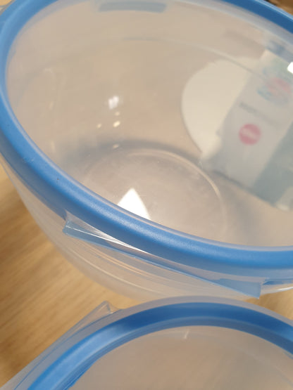 257162 - EMSA - Set enësh për ruajtjen e ushqimit, 1.1 L + 2.6 L, 100% të papërshkueshme nga rrjedhjet, të sigurta për lavastovilje, ngrirje dhe mikrovalë, transparente, blu, N10116
