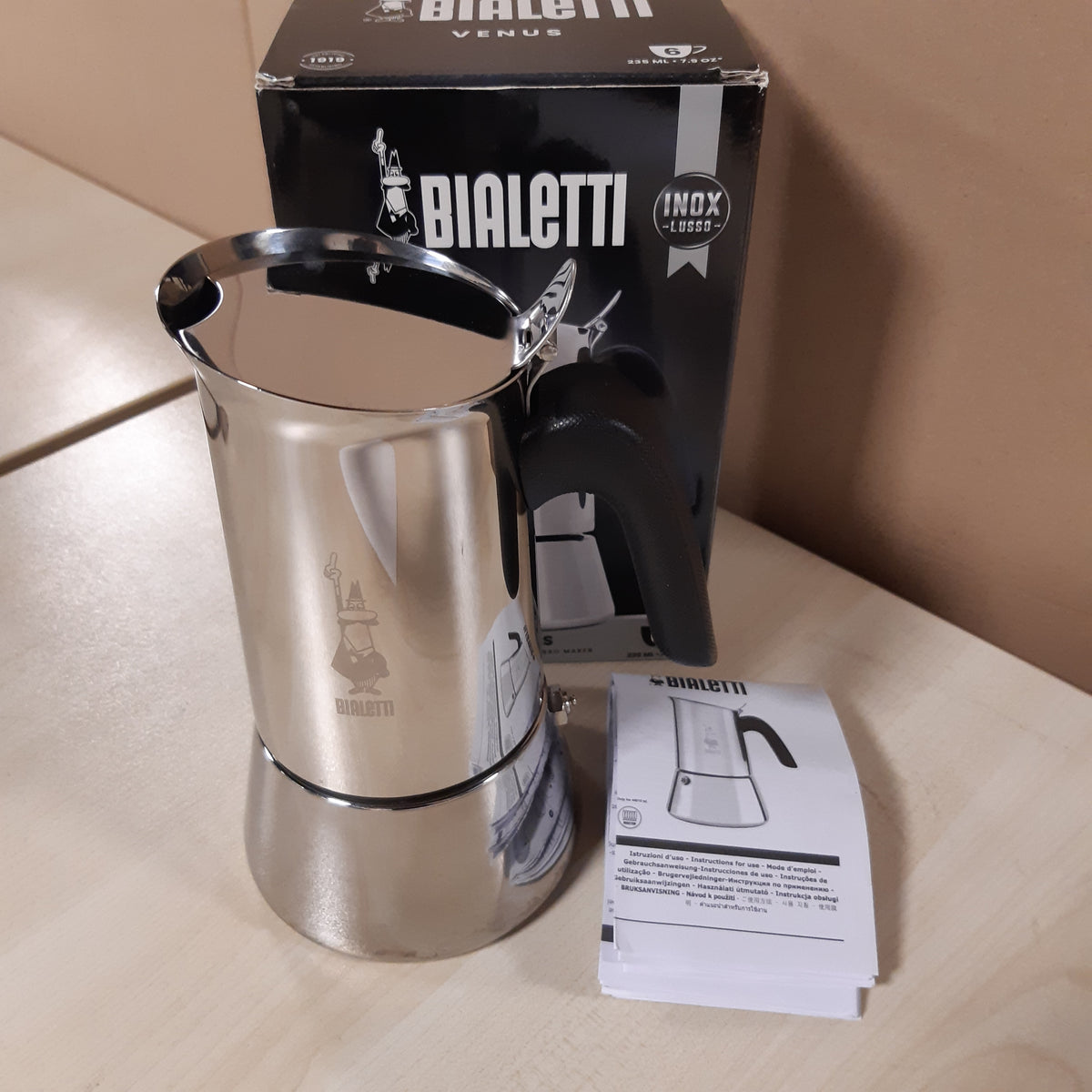 251107 - BIALETTI Makinë Kafeje Venus për Espresso, Induksion, 6 Gotë, Pllakë Çeliku Inox, Alumini, 235 ml, Argjendi