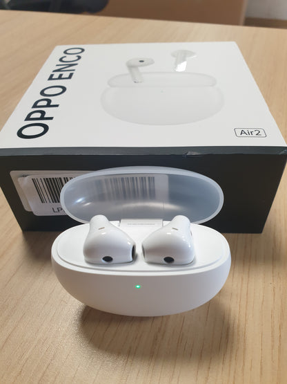 266173 - OPPO Kufje Enco Air2 True Wireless, Jetëgjatësi Baterie 24 orë, Karikim i Shpejtë, Bluetooth 5.2, Rreze 10 m, Kontrolle me Prekje, Anulim Zhurme, Android dhe iOS, IPX4, E Bardhë [Versioni Italian]