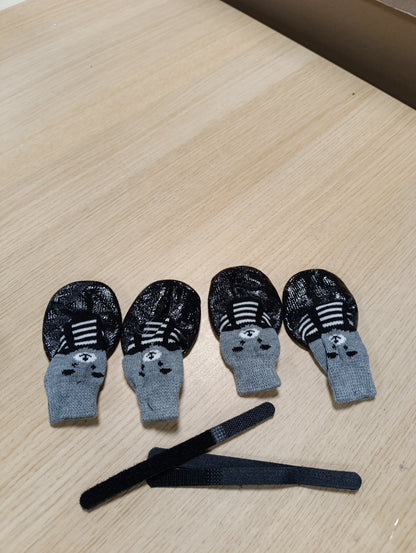 258326 - ZSMJAER 4 x Mbrojtëse Putrash Qeni, Çorape Mbrojtëse Qeni, Këpucë Qeni të Papërshkueshme nga Uji, të Rregullueshme me 2 Rripa Velcro, Madhësia për Qen të Vegjël dhe të Mesëm (L)