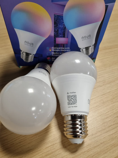 223576 - NOUS Llambë WiFi inteligjente P3 RGB E27 - E pajtueshme me Matter, Alexa, Asistentin në Shtëpi dhe Apple HomeKit, Llambë LED që ndryshon ngjyrë, WiFi 2.4 GHz