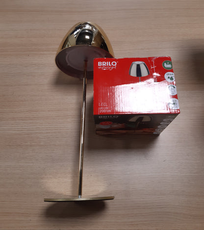 221758 - BRILONER - Llambë Tavoline LED Pa Tel IP44, kontroll me prekje, errësim pa shkallë, bateri dhe burim drite e zëvendësueshme, 13.5x36 cm, ngjyrë ari