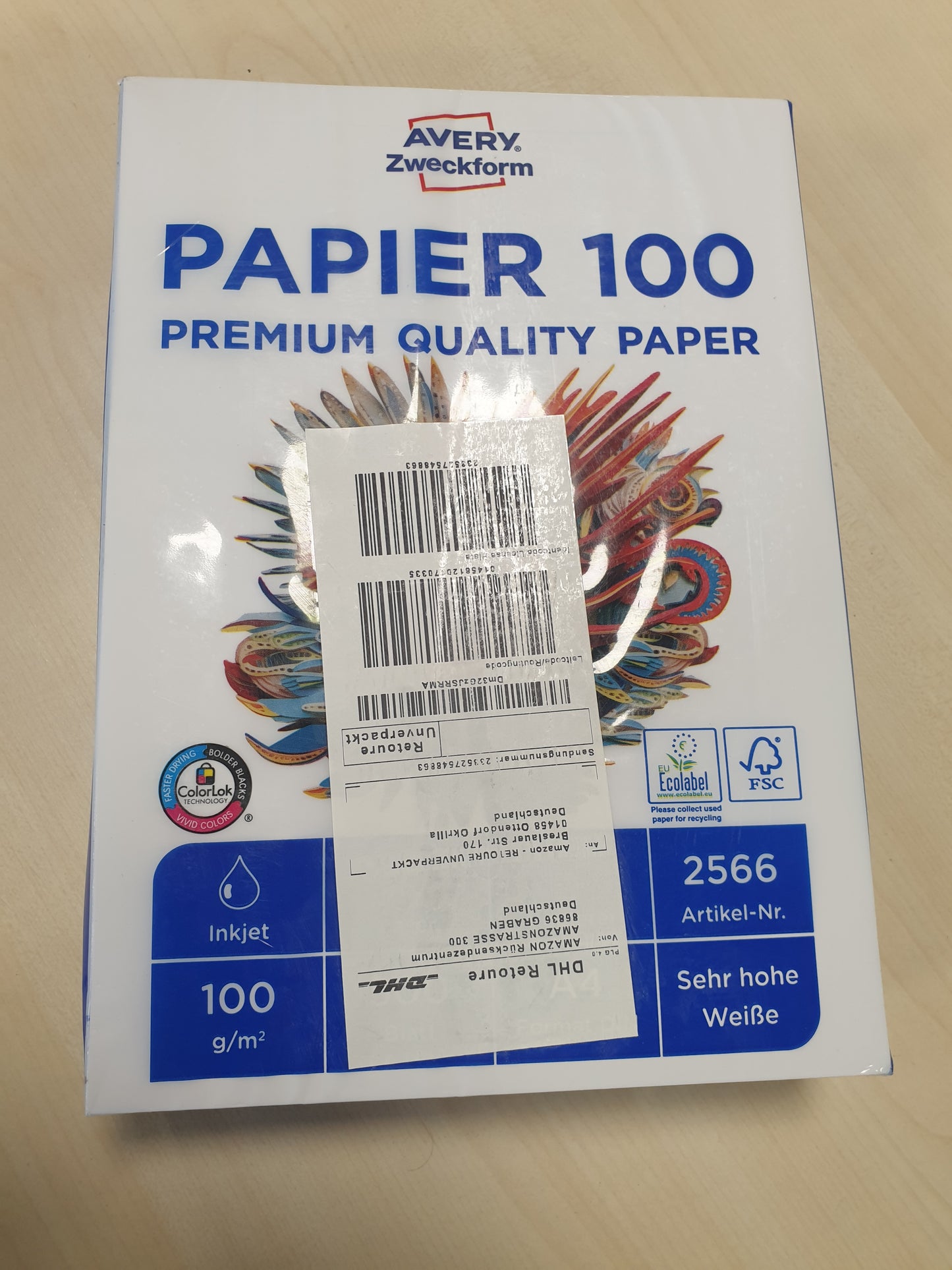 269093 - AVERY Letër për Printer/Fotokopjues Zweckform 2566, 500 fletë, 100 g/m², DIN A4, e bardhë e ndezur, për të gjithë printerët