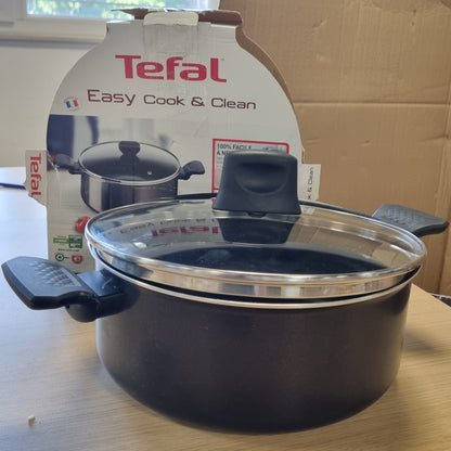 213735 - TEFAL Ena 24cm (4.7L) + Kapak Qelqi, I përshtatshëm për të gjitha sobat përveç atyre me induksion