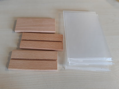 230158 - Set prej 3 stendash ekspozimi për tavolinë prej akriliku transparent A6