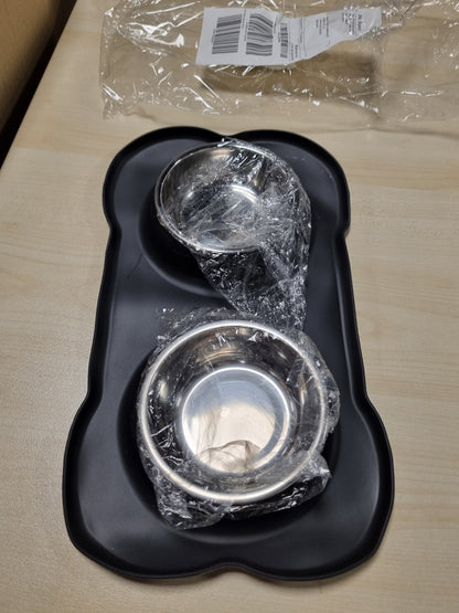 216425 - Enë ushqimi për qen dhe mace, set i vogël tasash, tas për mace prej çeliku inox, S 36 x 21 cm