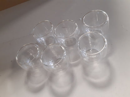 224114 - MEZZAR Filxhan Espresso, Set prej 6 Filxhanësh, 80ML, Filxhan Qelqi Transparent me Mure të Dyfishta