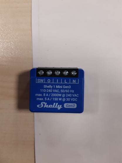 164048 - SHELLY 1 Mini Gen3, Stafetë WiFi dhe Bluetooth, 1 Kanal 8A, Automatizim Shtëpie, Kontakte të Thata, Kontroll i Dritës Në Distanca, Madhësi Kompakte, Kompatibil me Alexa dhe Google Home, Përdorues iOS dhe Android