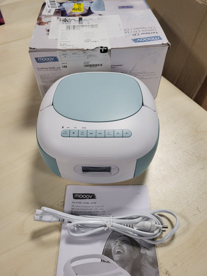 268133 - MOOOV 477187 - Radio FM Portativ me CD - MP3 Player Stereo Boombox me USB, AUX-in, Micro-SD dhe Hyrje për Kufje, Ekran LCD - Me Energji Rrjeti ose Bateri - Blu