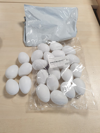 257722 - BOOSHMALL 25 copë Vezë të Bardha Plastike të Pashkëve, për Pikturim dhe Varje