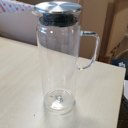 205882 - KELA - Kana për Lëngje Qelqi Transparente me Kapak, Diametër 8 cm, Kapacitet 1L, Modeli 11397