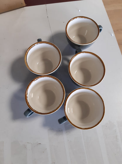 195527 - OLYMPIA KILN: Set 6 Filxhanësh Kafeje për Cappuccino në Ngjyrën Ocean, Kapacitet 340 ml/12 oz, Përshtatet me Pjatat: GP333, GP349, GP365, GP481 - GP348