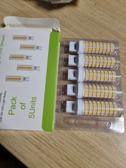 215438 - LEDBOKLI Llambë LED e Bardhë e Ngrohtë 10W 3000K, ekuivalente me llambë halogjene 100W, 900 lumen, AC 110-240V, pako me 5 llamba