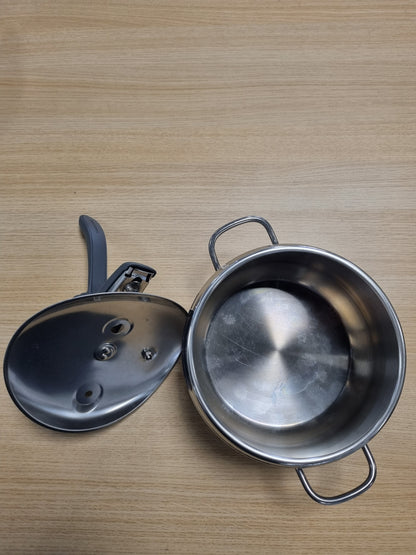 187084 - LAGOSTINA Tenxhere me Presion me Kontroll Rrezor, Kapacitet 5 L, Çelik Inox 18/10, Ø 22 cm, Përshtatëshme për Induksion dhe Gaz, Kapaku që Hapet Lehtë, Fund me Tre Shtresa Irradial Plus