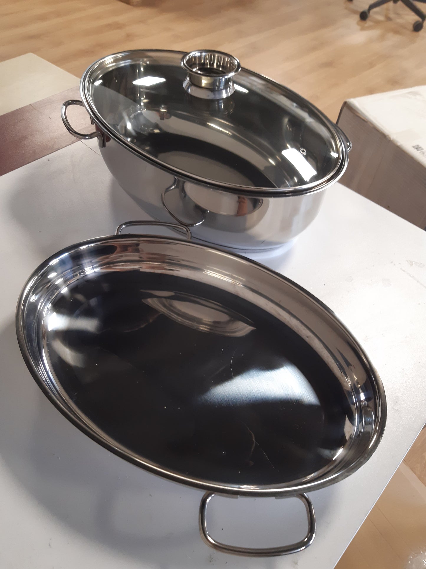 221161 - GSW Pjekje me shumë funksione 3 në 1 - Pjekje me cilësi të lartë me 2 kapakë, 8.5 litra, çelik inox, rezistent ndaj ndryshkut, për zierje, avullim dhe pjekje, e përshtatshme për induksion dhe furrë