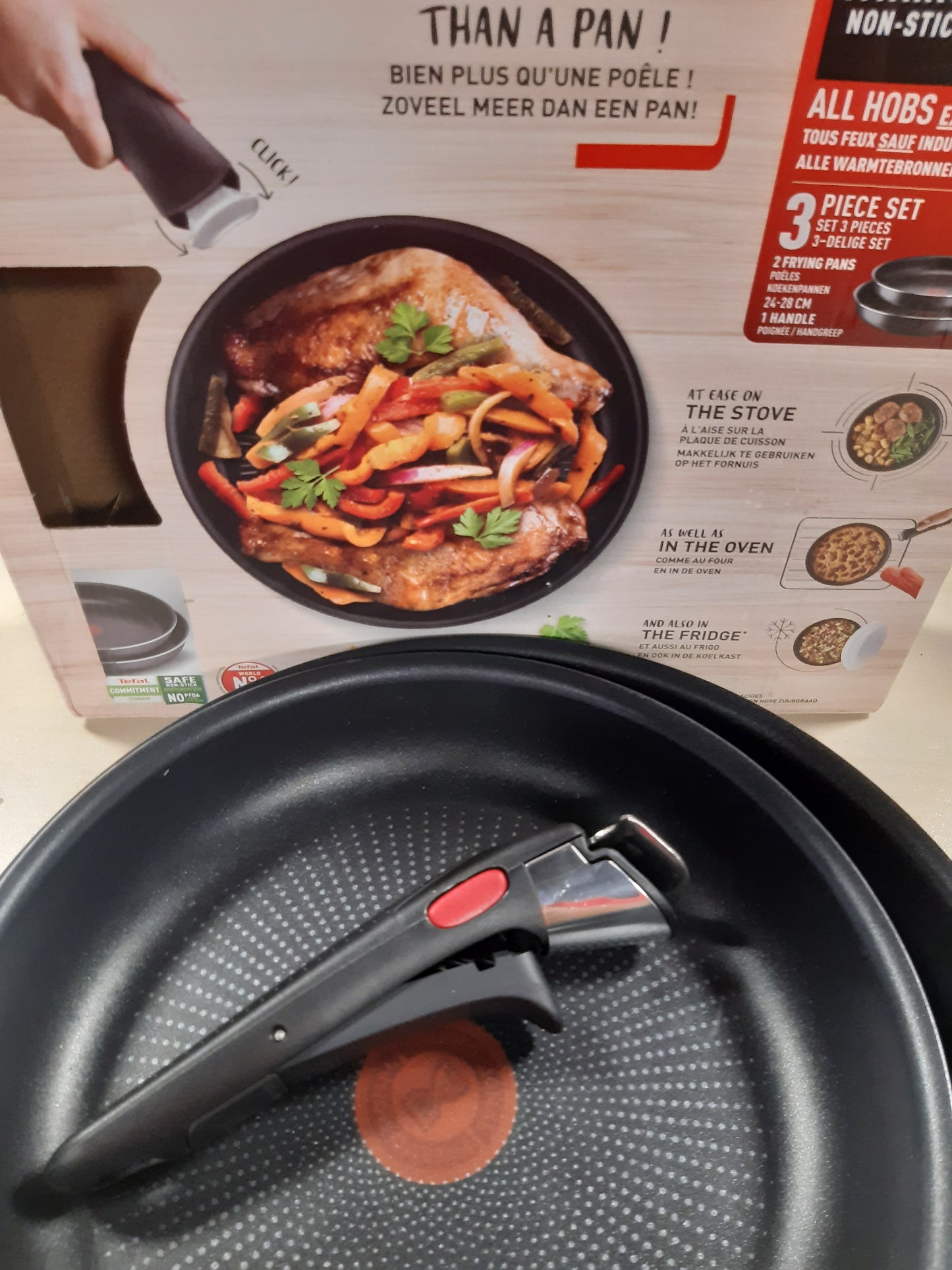 221153 - TEFAL Set tiganësh Ingenio XL Force me 3 pjesë, dorezë të lëvizshme, 24/28 cm, tiganë me shtresë jo-ngjitëse Titanium 2X, L15891