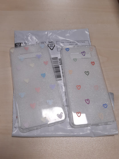 190167 - YOEDGE - Mbështjellëse Transparente 2-Pjesëshe për SAMSUNG GALAXY S10 PLUS (6.4), me Dizajn Zemër/Dashuri, E Përshtatshme për Vajza/Gra, Material TPU Fleksibël dhe Rezistent ndaj Goditjeve