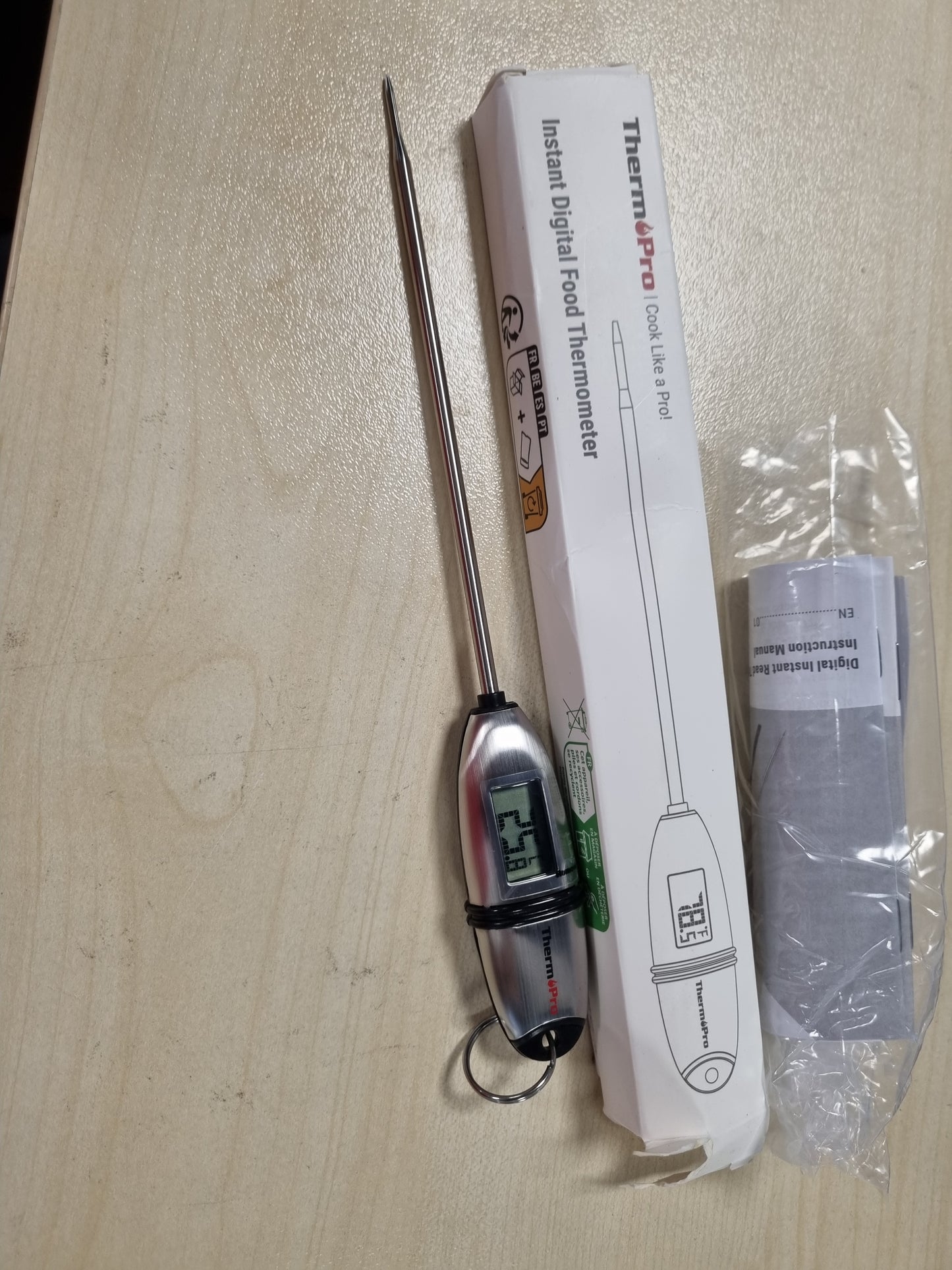 216224 - THERMOPRO Termometër dixhital kuzhine TP02S, lexim i menjëhershëm 3 sekondash për pije të nxehta me sondë të gjatë