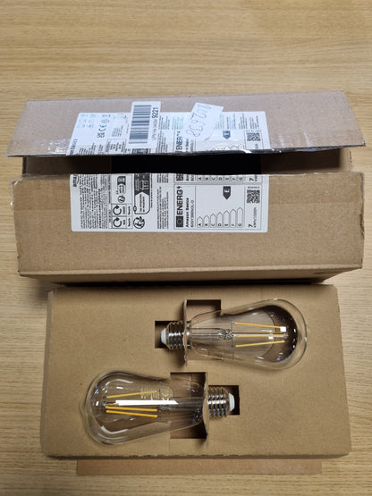 202638 - AMAZON BASICS Pako me 2 Llamba LED Vintage Edison, Bazë E27 ST64, 7W (Ekuivalent i 60W), Filament i Transparent, pa Capacitet për Të Errësuar