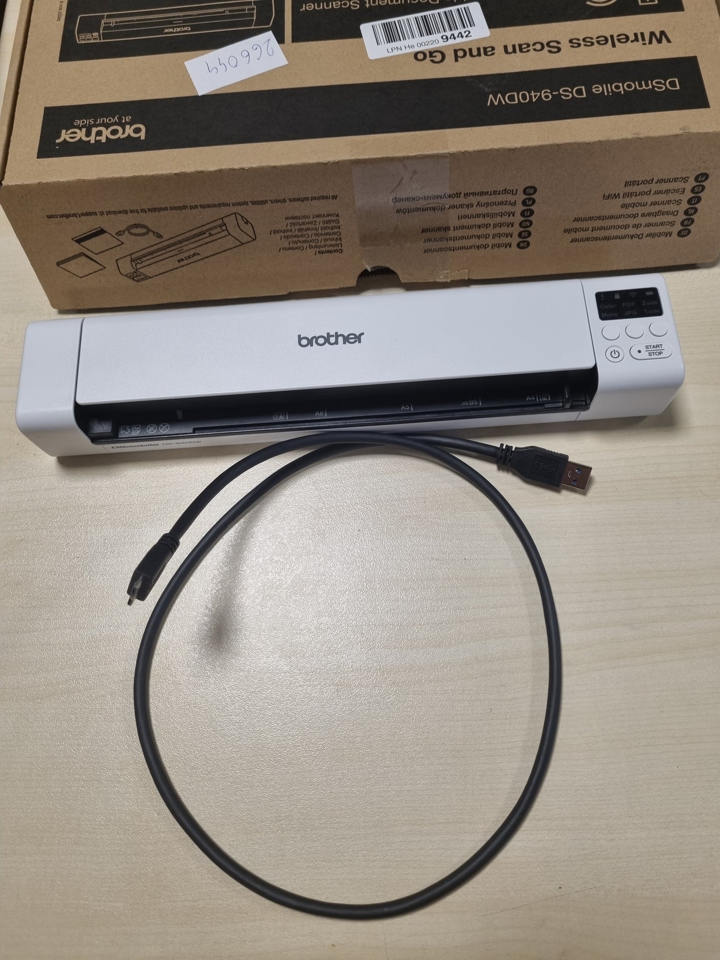 266044 - BROTHER Skaner Dokumentesh Portativ DS-940DW, A4, Dupleks, WiFi, Bateri e Integruar, 15 ppm, Me Ngjyra dhe Bardhë e Zi, USB