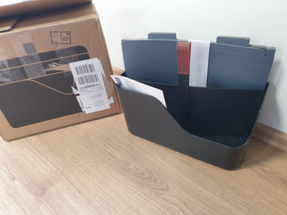 250520 - ROTHO MYPAPER Plus Inbox, organizues dokumentesh për zyrë dhe zyrë në shtëpi, organizues tavoline me dorezë, plastik, i zi, 34.5 × 15.2 × 28.7 cm