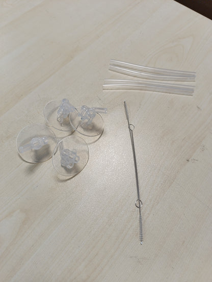 215684 - BOXOB 4 kashtë transparente zëvendësuese për shishe termos, shishe 340 ml, kapakë shishesh për fëmijë, pjesë këmbimi me furça pastrimi, të pajtueshme me termosët F401 dhe F410
