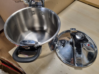 250254 - JATA HOGAR OPC8 Tenxhere me presion çeliku inox 8L, 3 sisteme sigurie, e përshtatshme për të gjitha sobat, e lehtë për t’u përdorur
