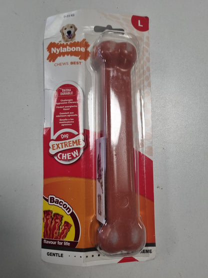 224890 - NYLABONE Extreme, lodër përtypëse për qen, kockë qeni, për qen agresivë/të fortë, aromë proshute, për qen të mëdhenj deri në 23 kg